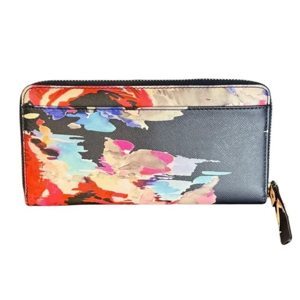 Kate Spade Neda Laurel Way Blurry Floral Print Zip Around Wristlet Wallet Clutch